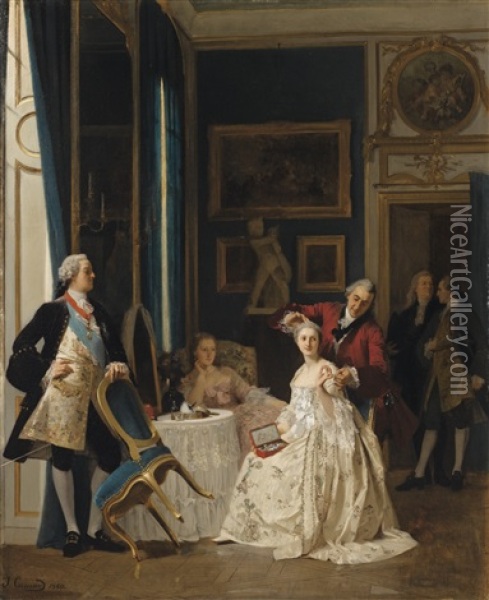 The Royal Court Oil Painting - Joseph Caraud
