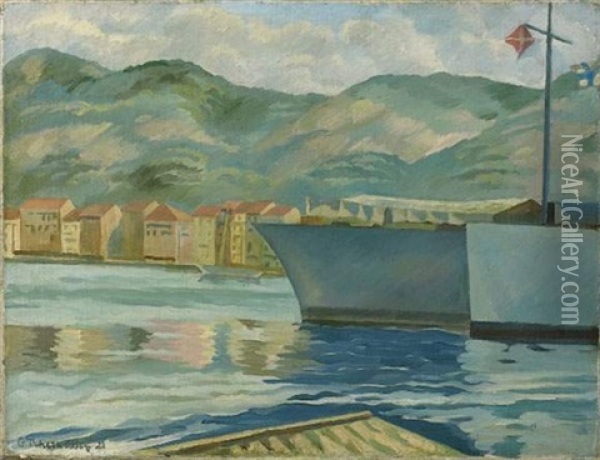 Port Mediterraneen Oil Painting - Georges Cherkesov