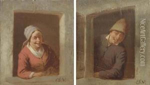 Smiling From The Window Oil Painting - Camille Vennemann