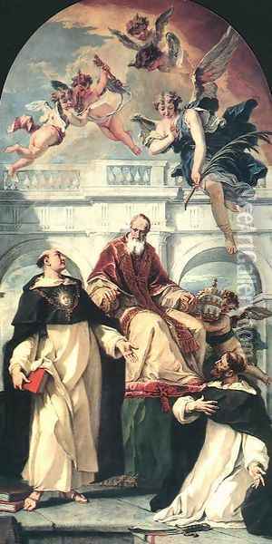 St Pius, St Thomas of Aquino and St Peter Martyr 1730-33 Oil Painting - Sebastiano Ricci