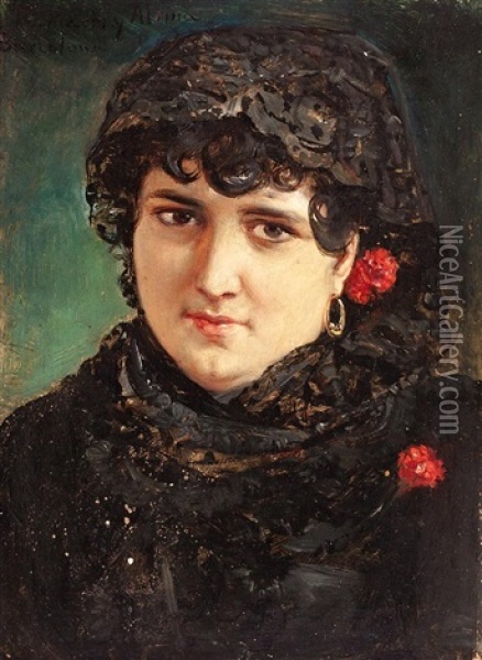 Retrato De Una Joven Oil Painting - Ramon Marti Alsina