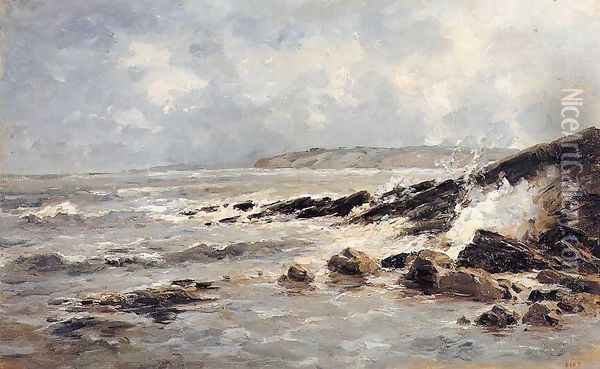 Rompientes de olas Oil Painting - Carlos de Haes