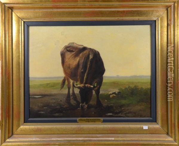 Taureau Oil Painting - Edmond Tschaggeny