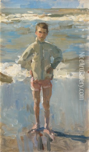Young Boy On A Beach Oil Painting - Isaac Israels