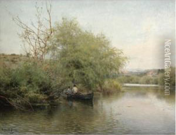 Remando En El Sena (two Men Rowing On The Seine) Oil Painting - Emilio Sanchez-Perrier