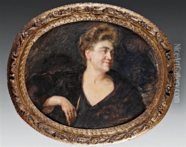 Portrait De Femme Oil Painting - Lucien-Hector Jonas