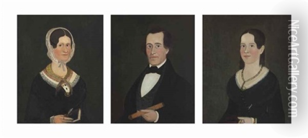 Portraits: Husband, Wife, And Daughter (3 Works) Oil Painting - William W. Kennedy