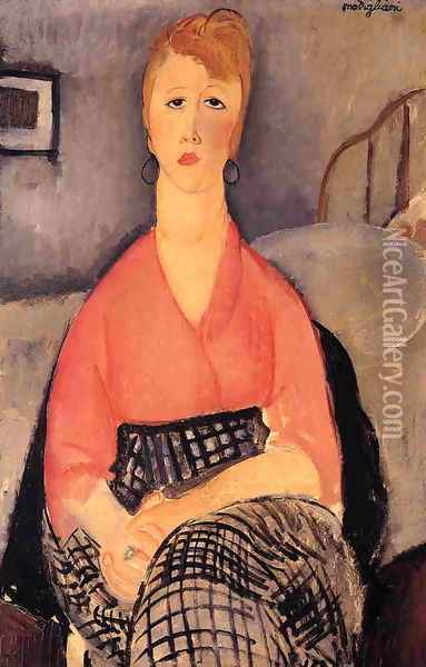 Pink Blouse Oil Painting - Amedeo Modigliani
