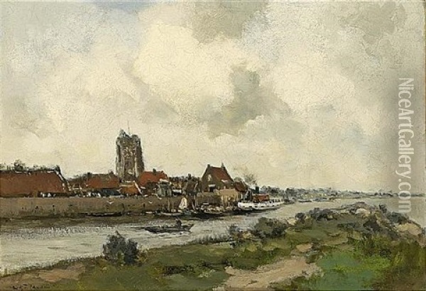 A View Of Woudrichem Oil Painting - Willem George Frederik Jansen