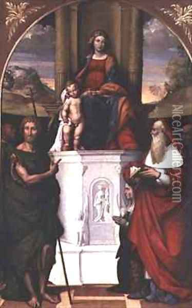 The Virgin Enthroned with St Jerome and St John Oil Painting - Garofalo