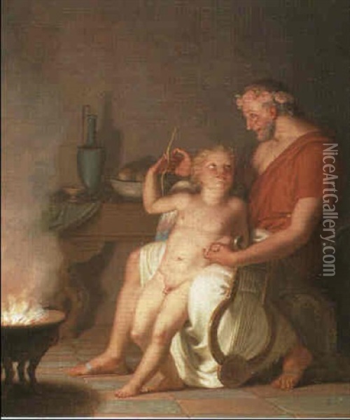 Cupido Hos Anacreon Oil Painting - Christoffer Wilhelm Eckersberg