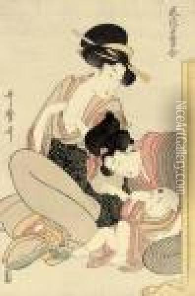 Chichi (about To Breastfeed) Oil Painting - Kitagawa Utamaro