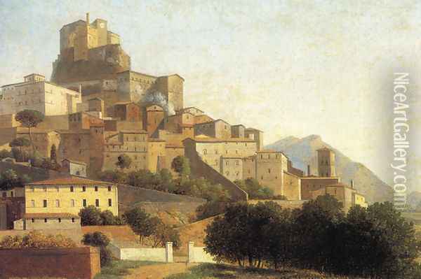 Hill Town in Italy Oil Painting - Alexandre-Hyacinthe Dunouy