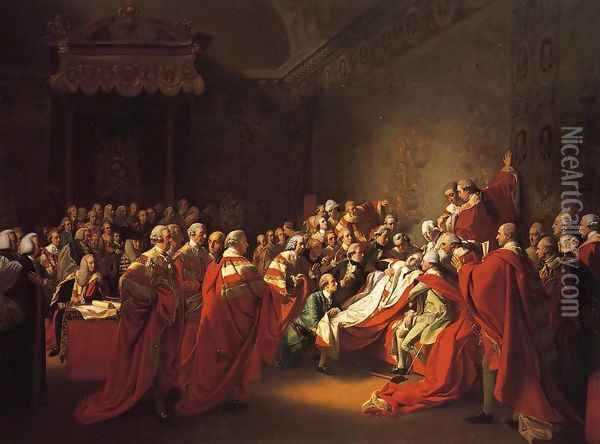 The Collapse of the Earl of Chatham in the House of Lords (or The Death of the Earl of Chatham) Oil Painting - John Singleton Copley
