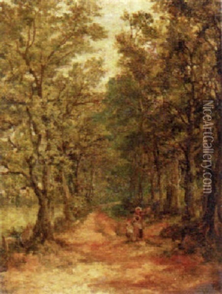Figures On A Country Path Oil Painting - Thomas Creswick