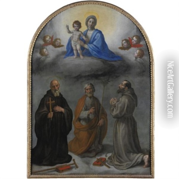 Madonna Col Bambino, Sant'antonio Abate, San Giuseppe E San Francesco Oil Painting - Francesco Curradi