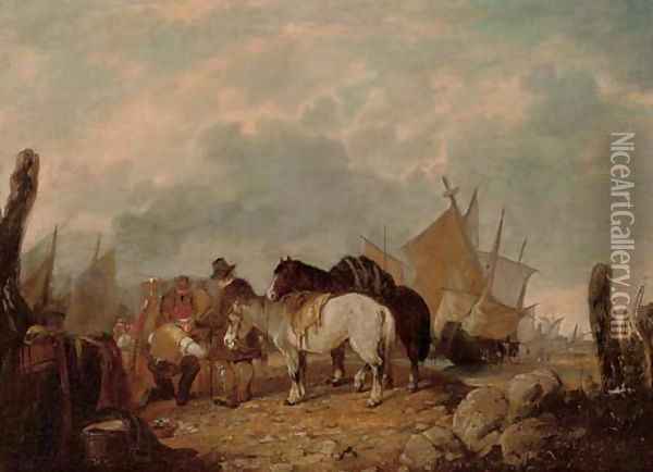 A busy day on the beach Oil Painting - William Joseph Shayer