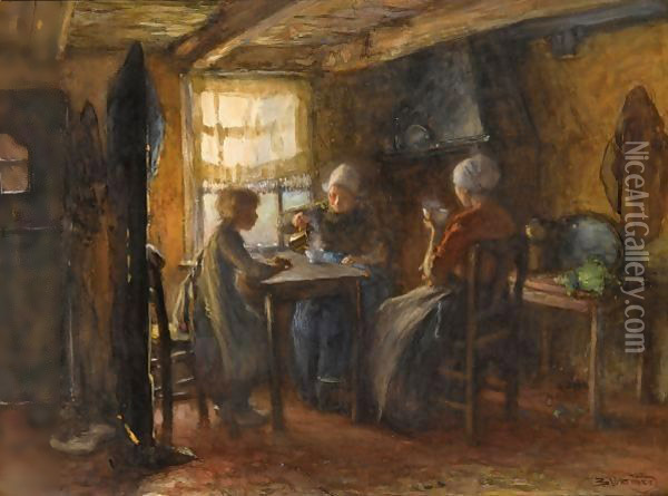 Tea Time Oil Painting - Bernardus Johannes Blommers