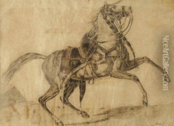 cheval Cabre Revetu D'un Tapis De Selle A L'aigle Bicephale
Couronne Oil Painting - Horace Vernet