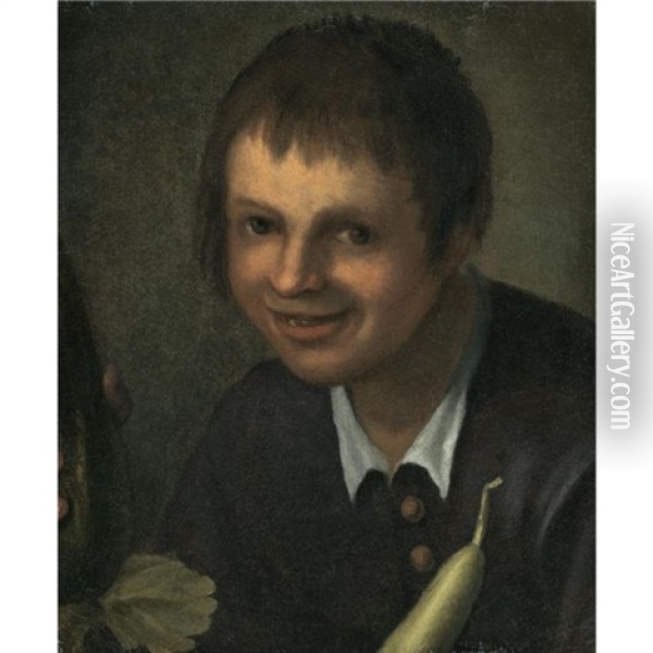 Portrait Of A Boy Brandishing Vegetables Oil Painting - Vincenzo Campi