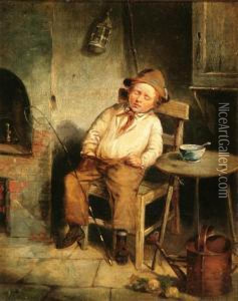 Young Boy Napping Oil Painting - William Frederick Witherington