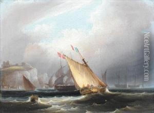 Shipping Off Dover Oil Painting - Frederick Calvert
