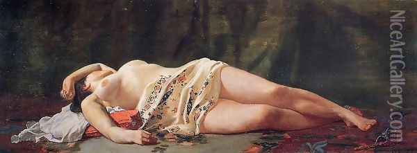 Reclining Nude Oil Painting - Jean Frederic Bazille