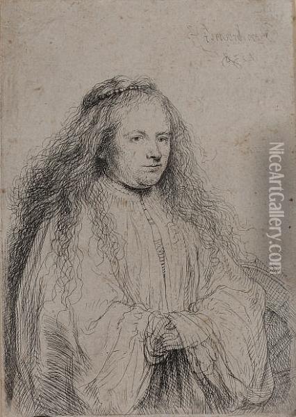 The Little Jewish Bride (saskia As St. Catherine) (bartsch 342) Oil Painting - Rembrandt Van Rijn