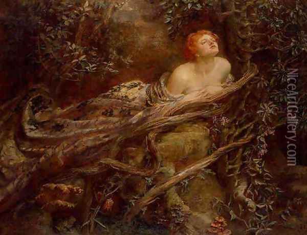 Lamia, The Serpent Woman Oil Painting - Anna Lea Merritt