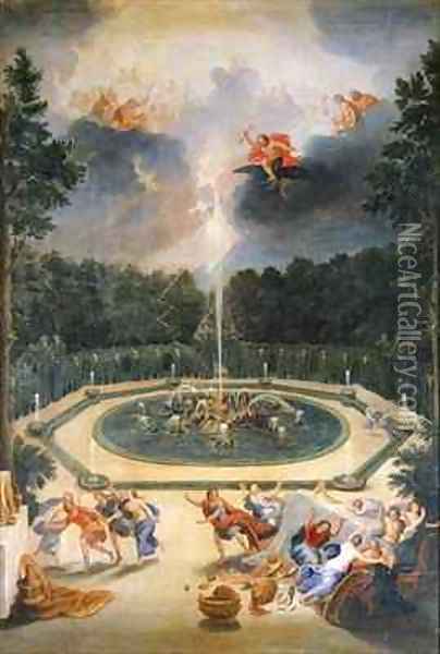 The Groves of the Versailles View of the Fountain of Enceladus with the Feast of Lycaon Oil Painting - Jean II Cotelle