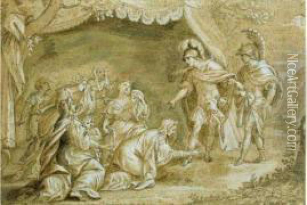 Alexandre Le Grand Et La Famille De Darius Oil Painting - Giacinto Gimignani