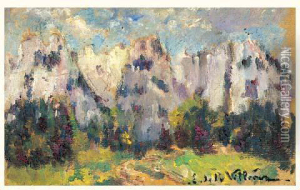 Rochers De La Grande Chartreuse, Vers 1934 Oil Painting - Emmanuel De La Villeon