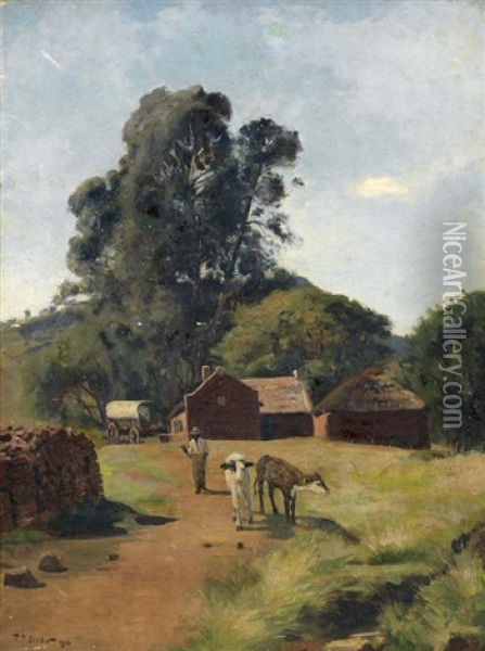 Transvaal Farm Scene Oil Painting - Frans David Oerder