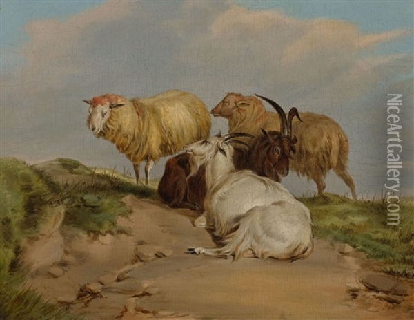 Four Goats Oil Painting - Robert Clow Todd