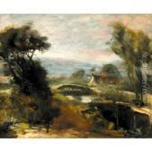 A View Near Flatford Mill Oil Painting - John Constable