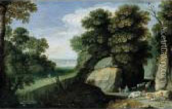 A Pastoral Landscape With The Flight Into Egypt Oil Painting - Marten Ryckaert