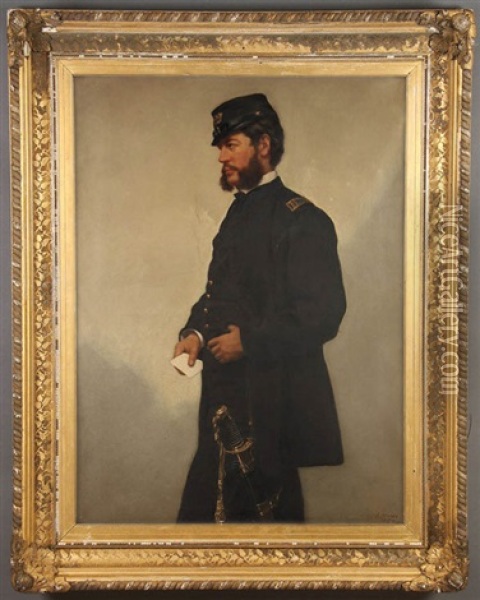 Portrait Of Captain George H. Bush Of The 13th Regiment Of The Massachusetts Infantry (post Mortem) Oil Painting - Joseph Alexandre Ames