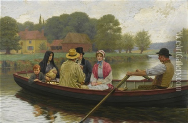 The Ferry Oil Painting - Edmund Blair Leighton