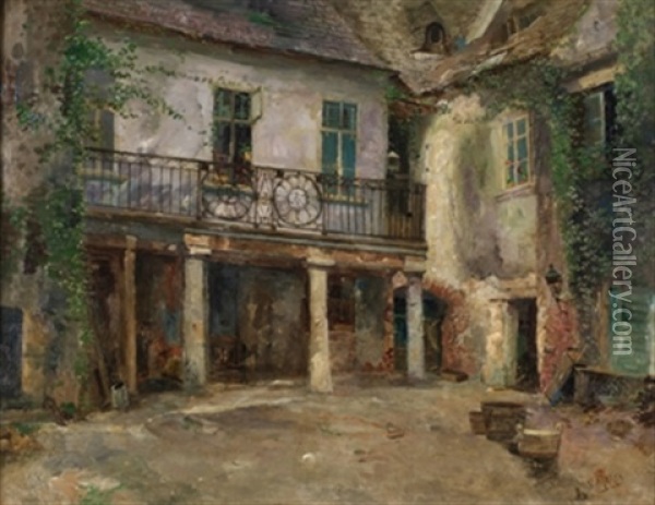 Patio De Casa Oil Painting - Vicente March Marco