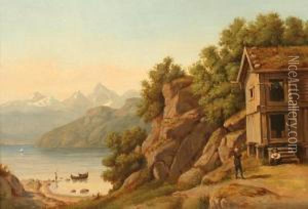 Oberitalienischer See Oil Painting - August Vilhelm Boesen