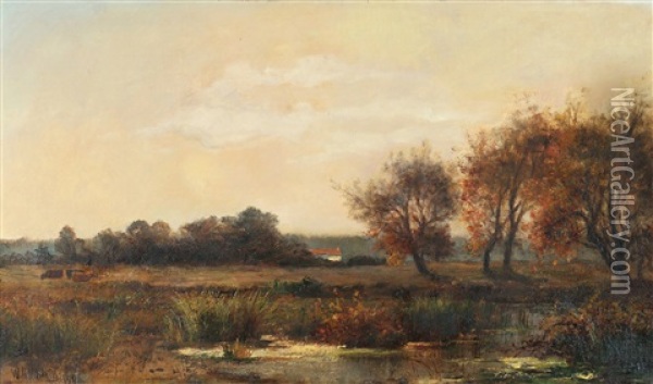 Marsh Landscape Oil Painting - William Henry Hilliard