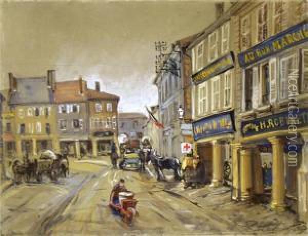 Marktplatz Von Stenay... Oil Painting - Ernst Vollbehr