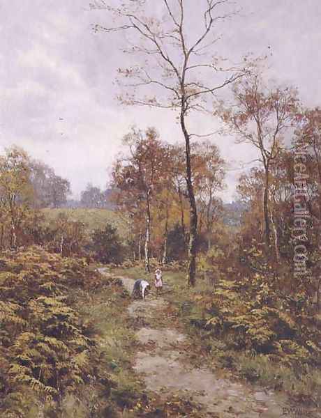A Woodland Path in Autumn, 1918 Oil Painting - Edward Wilkins Waite