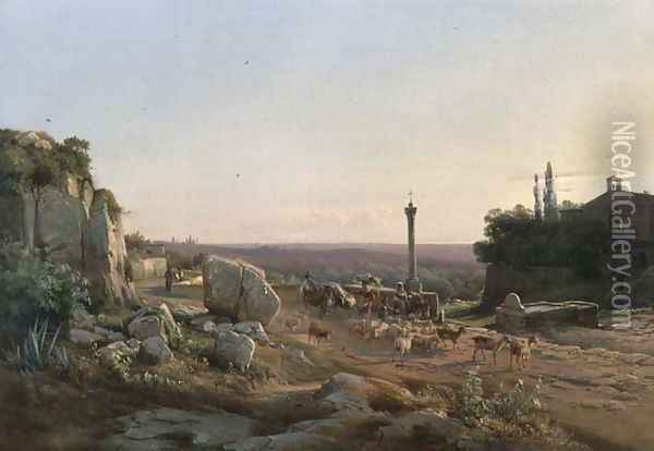 Near the Well, Tivoli, near Rome Oil Painting - Frederik Rohde