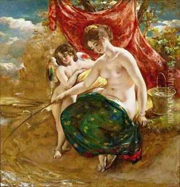 Loves Angling Oil Painting - William Etty