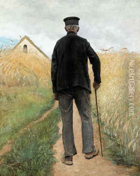 Walking in a Rye Field (I kornmarken) Oil Painting - Laurits Andersen Ring