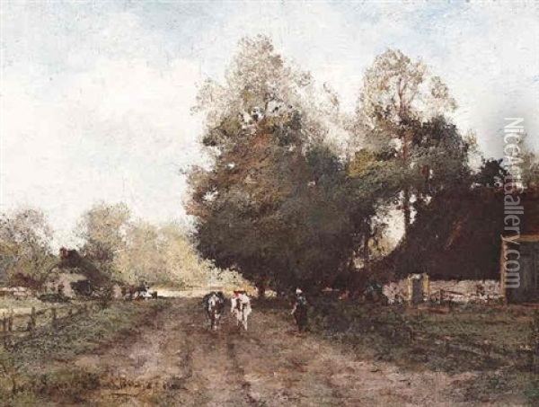 Auf Dem Lande Oil Painting - Julius Jacobus Van De Sande Bakhuyzen