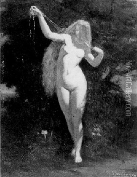 A Standing Nude Oil Painting - Gustave Clarence Rodolphe Boulanger