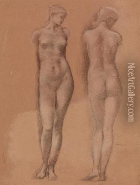 Two Female Nudes Oil Painting - Sir Edward Coley Burne-Jones