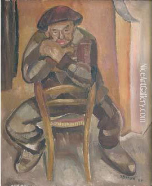 Homme Au Beret (1927) Oil Painting - Jacques Gotko